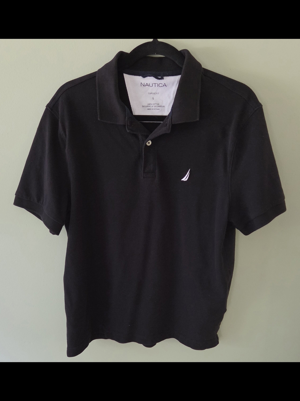 Nautica Men's Classic Fit Short Sleeve Pique Cotton Polo - Black Size L
